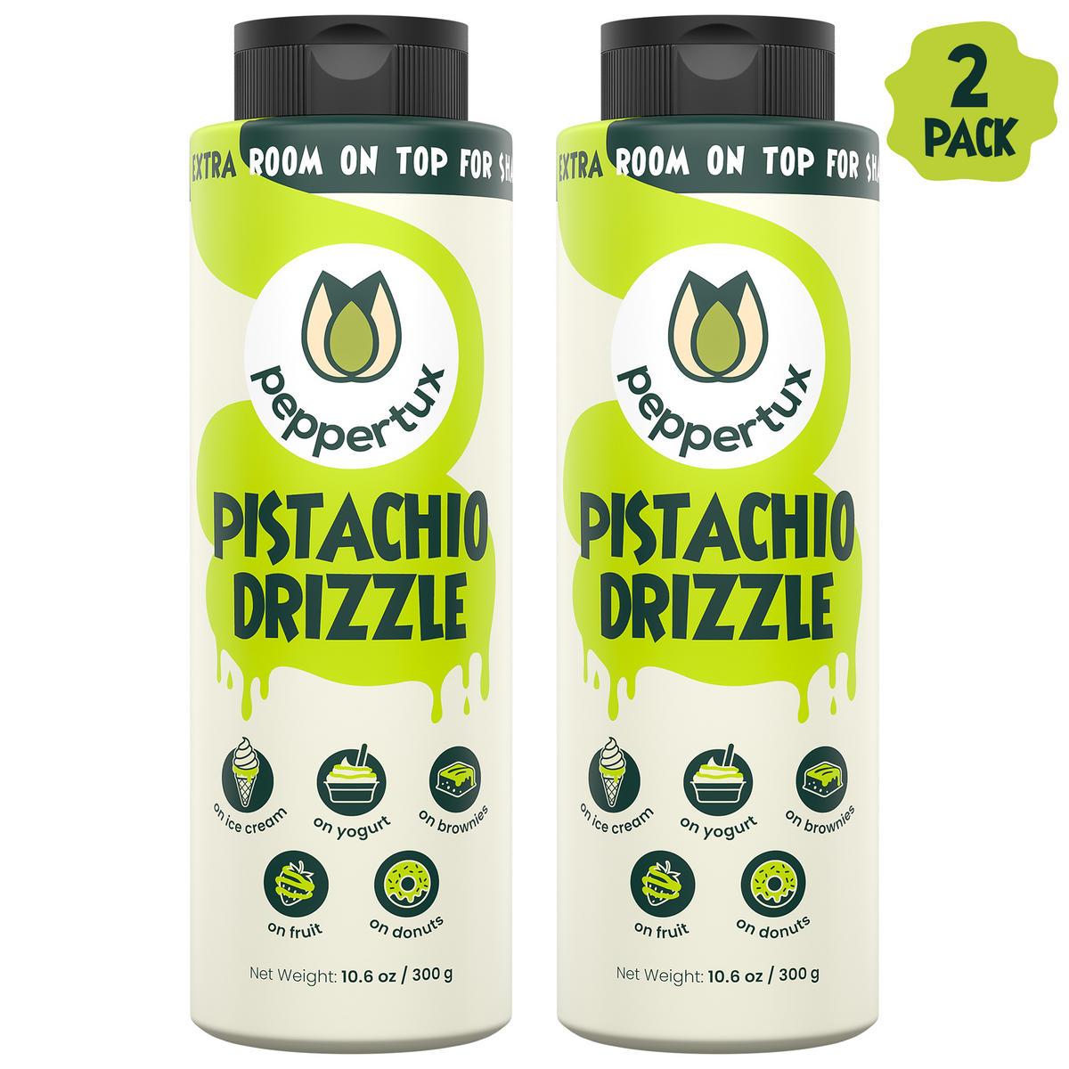 Peppertux Pistachio Drizzle - The Perfect Sauce for Your Desserts! (2 Pack)