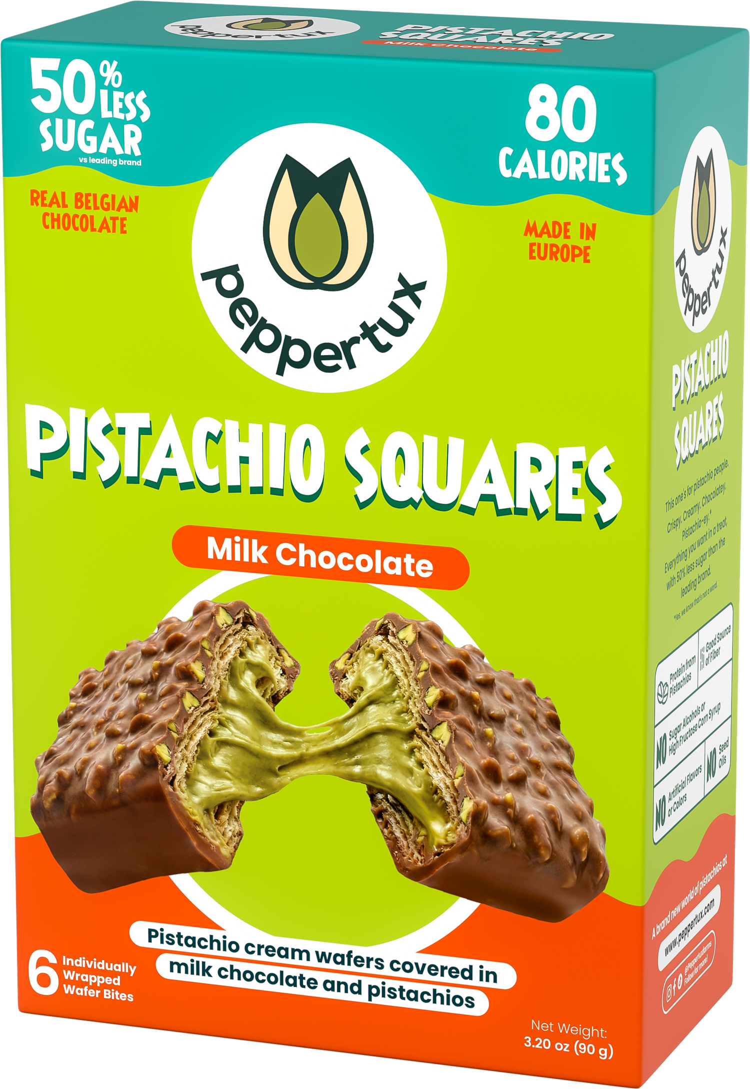 Pistachio Squares - Dreamy Pistachio Cream Wafer Covered in Milk Chocolate