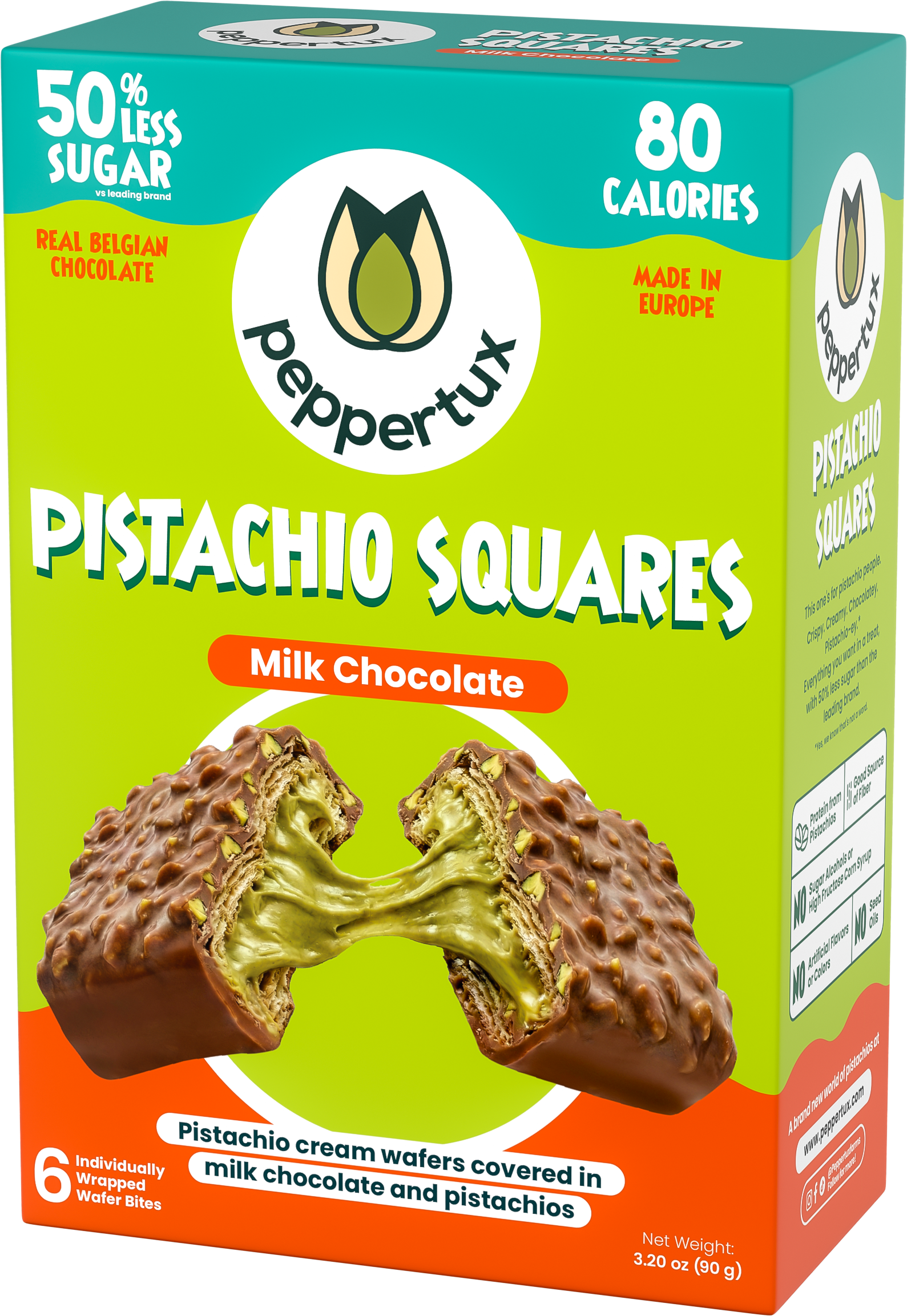 Pistachio Squares - Dreamy Pistachio Cream Wafer Covered in Milk Chocolate