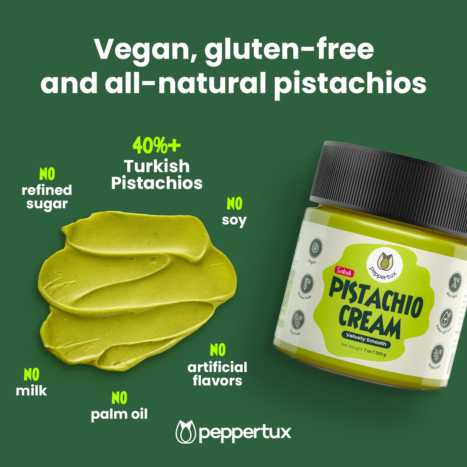 Peppertux Vegan Pistachio Cream - Best Pistachio Spread for Dubai Peppertux Vegan Pistachio Cream - Best Pistachio Spread for Dubai