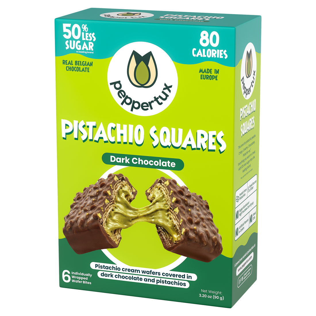 Pistachio Squares - Dreamy Pistachio Cream Wafer Covered in Dark Chocolate