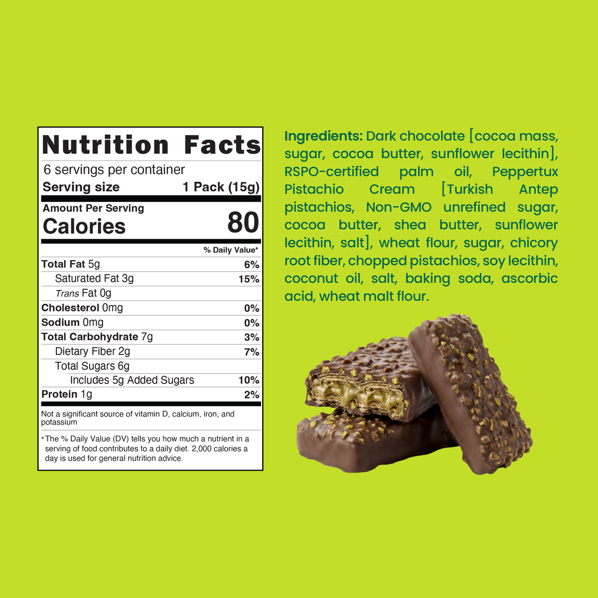 Pistachio Squares - Dreamy Pistachio Cream Wafer Covered in Dark Chocolate