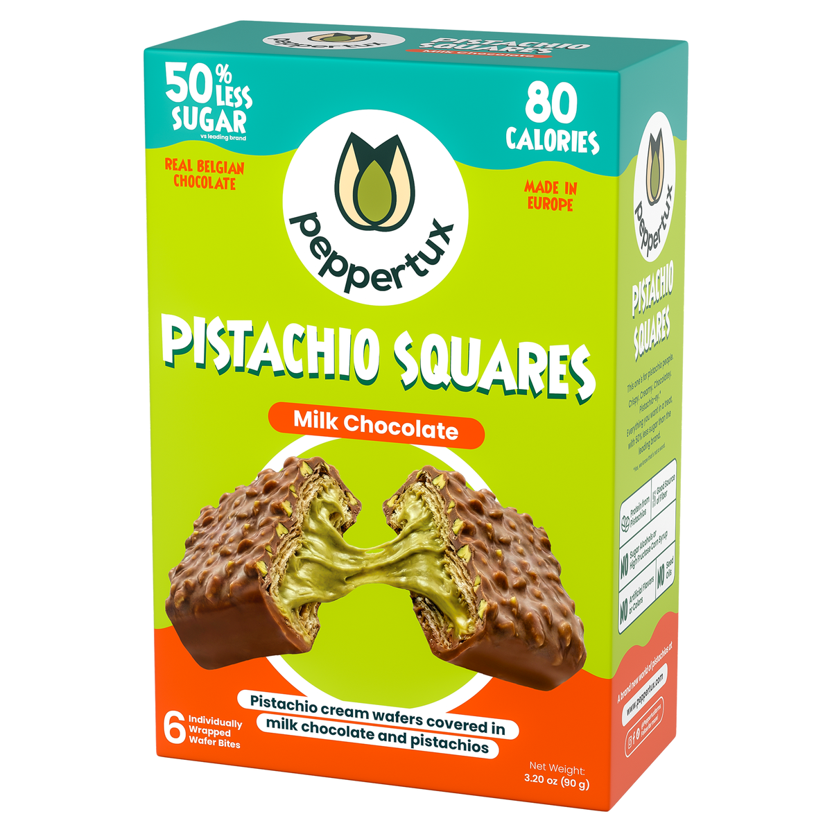 Pistachio Squares - Dreamy Pistachio Cream Wafer Covered in Milk Chocolate