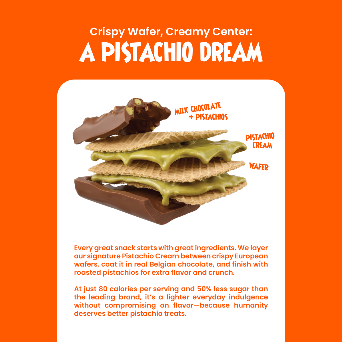 Pistachio Squares - Dreamy Pistachio Cream Wafer Covered in Milk Chocolate