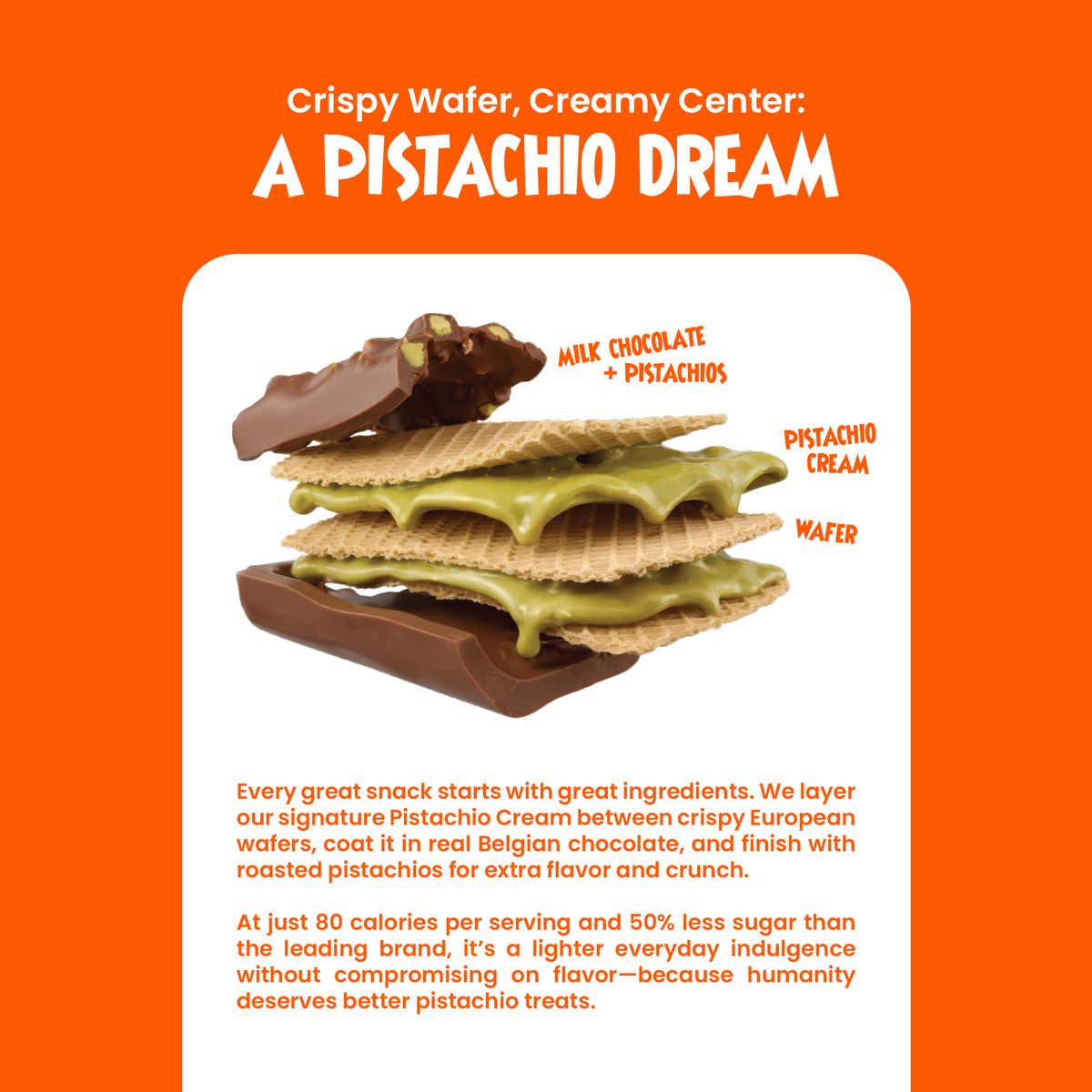 Pistachio Squares - Dreamy Pistachio Cream Wafer Covered in Milk Chocolate