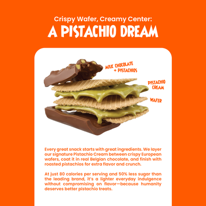 Pistachio Squares - Dreamy Pistachio Cream Wafer Covered in Milk Chocolate