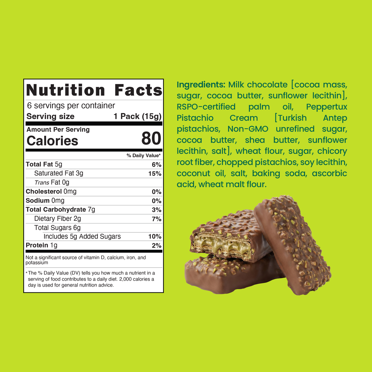 Pistachio Squares - Dreamy Pistachio Cream Wafer Covered in Milk Chocolate